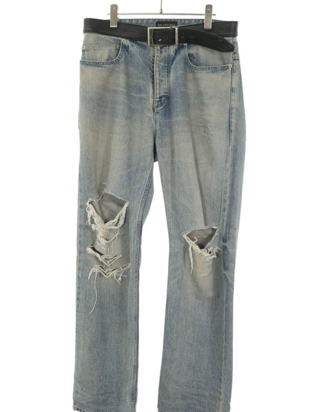 Balenciaga Belted Vintage Processed Denim Pants